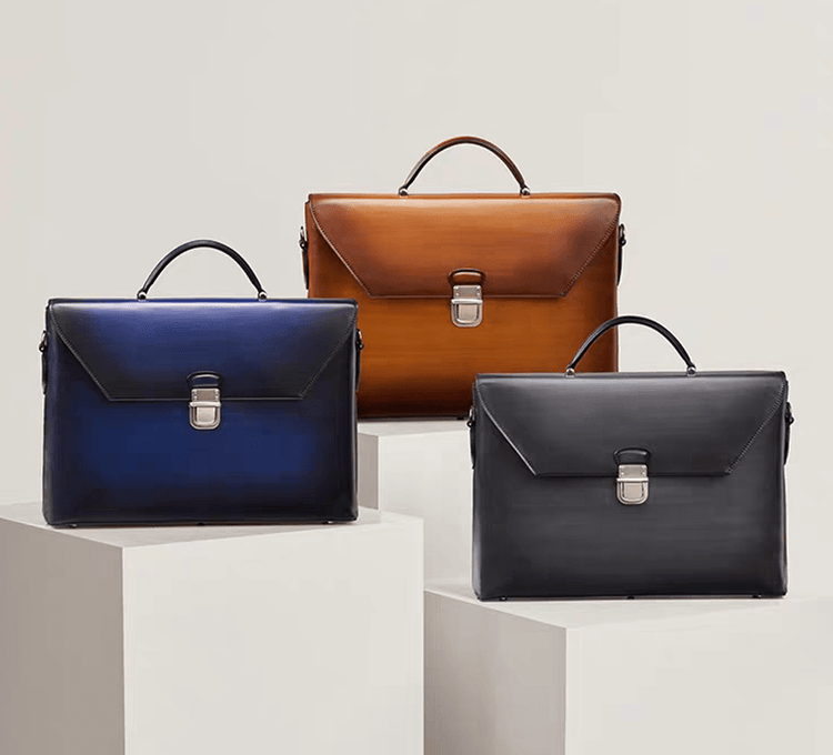 Vintage Cowhide Leather Envelop Briefcases, Business Bags And Laptop Computer Handbags-0