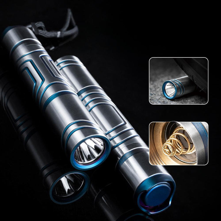 EDC Titanium Alloy Mini Flashlight Rechargeable Fishing Outdoor Waterproof Camping Lighting EDC Tools-2