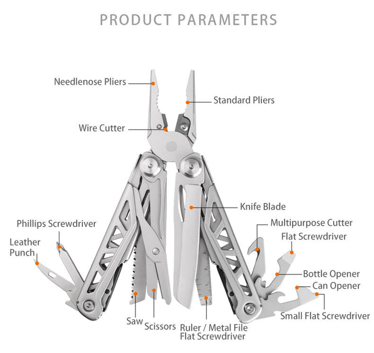 Foldable Multitool Pliers with Scissors and Screwdriver Stainless Steel Multi Tool Pliers with Replaceable Wire Cutters and Saw-3