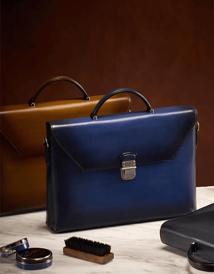 Vintage Cowhide Leather Envelop Briefcases, Business Bags And Laptop Computer Handbags-1