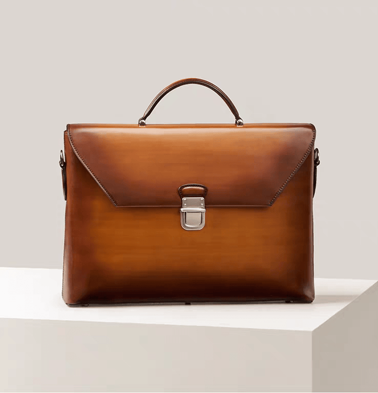 Vintage Cowhide Leather Envelop Briefcases, Business Bags And Laptop Computer Handbags-3