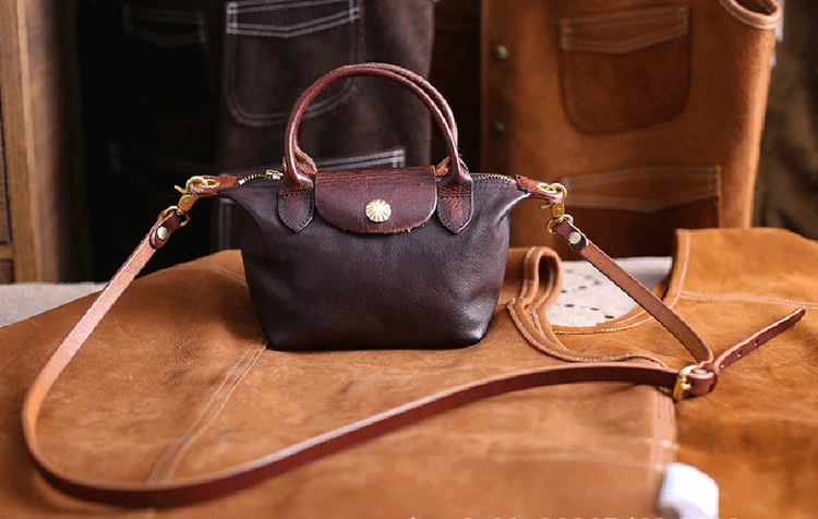 Womens Vintage Horse Skin Leather Small Top Handle Cross Body Shoulder Bag-0