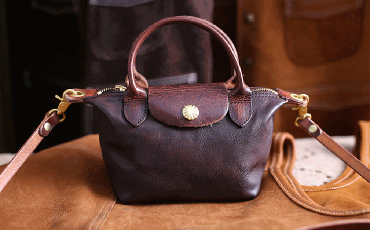 Womens Vintage Horse Skin Leather Small Top Handle Cross Body Shoulder Bag-4