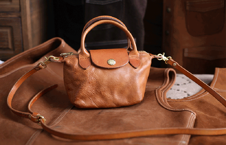 Womens Vintage Horse Skin Leather Small Top Handle Cross Body Shoulder Bag-1