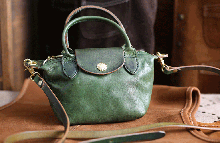 Womens Vintage Horse Skin Leather Small Top Handle Cross Body Shoulder Bag-3