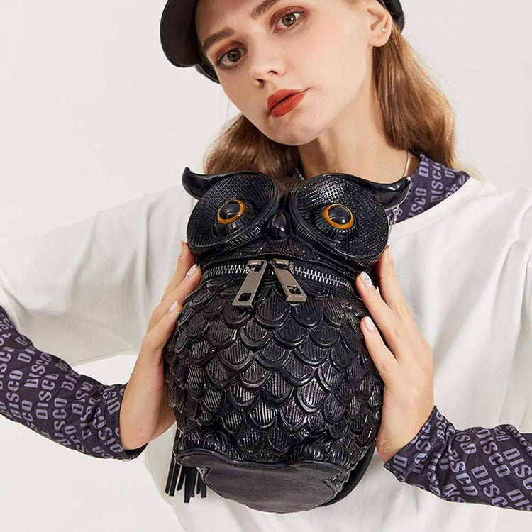 3D Owl Handle Shoulder Messenger Cross body Backpack-4