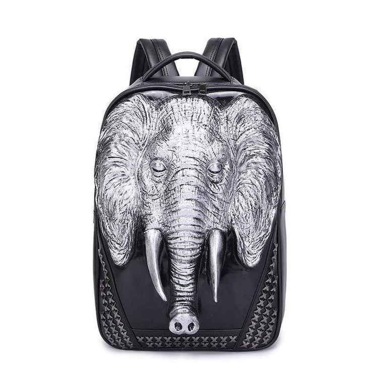 3D Elephant Backpack Studded Knapsacks Laptop Backpack-0