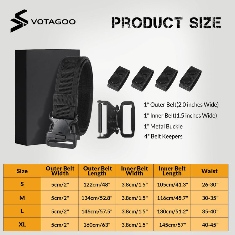 VOTAGOO® Duty 2'' Police Belts with Hook Lining-1