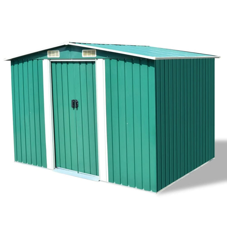 NNEVL Garden Storage Shed Green Metal 257x205x178 cm-0