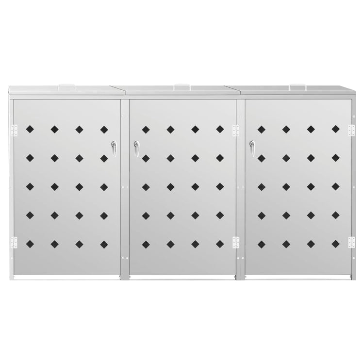 NNEVL Triple Wheelie Bin Shed 240 L Stainless Steel-4
