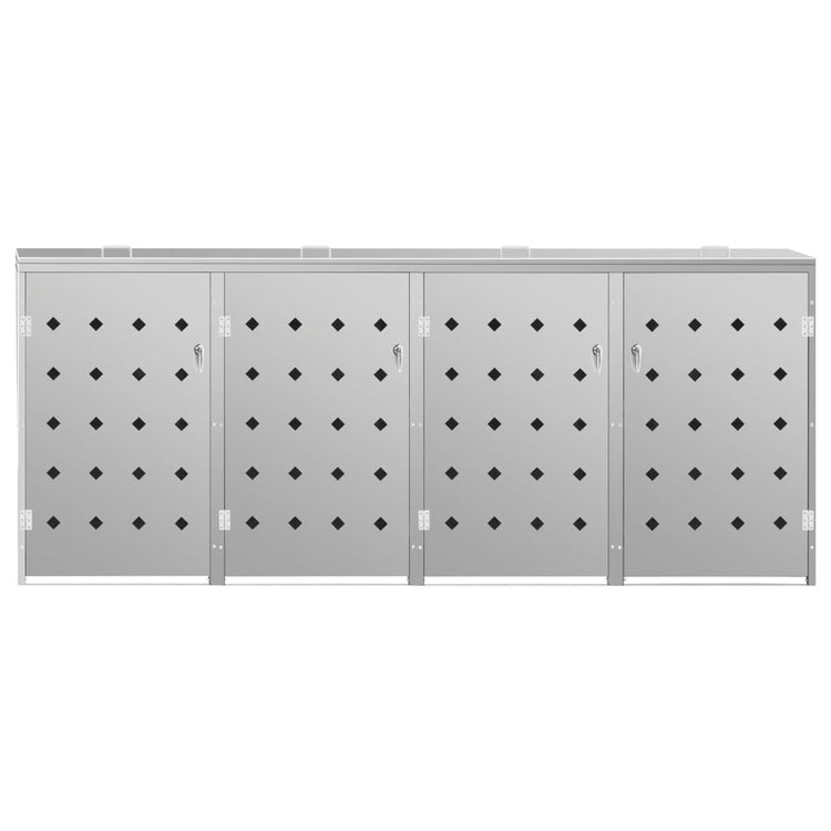 NNEVL Quadruple Wheelie Bin Shed 240 L Stainless Steel-4