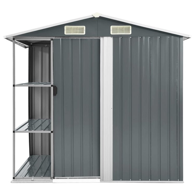 NNEVL Garden Shed with Rack Grey 205x130x183 cm Iron-1