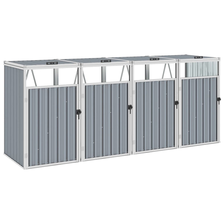 NNEVL Quadruple Garbage Bin Shed Grey 286x81x121 cm Steel-0