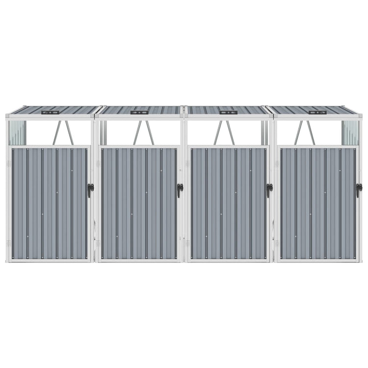 NNEVL Quadruple Garbage Bin Shed Grey 286x81x121 cm Steel-1