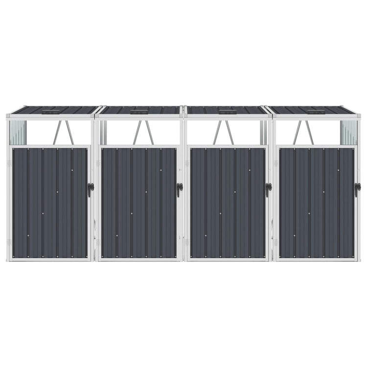 NNEVL Quadruple Garbage Bin Shed Anthracite 286x81x121 cm Steel-0