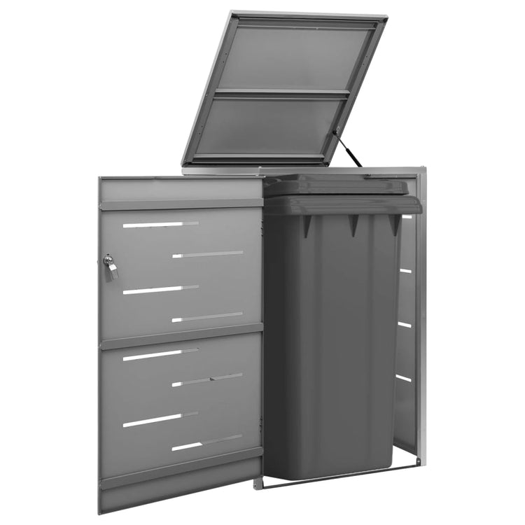 NNEVL Single Wheelie Bin Shed 69x77.5x115 cm Stainless Steel-0