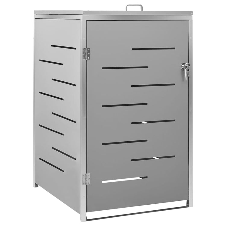 NNEVL Single Wheelie Bin Shed 69x77.5x115 cm Stainless Steel-1