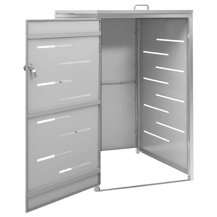 NNEVL Single Wheelie Bin Shed 69x77.5x115 cm Stainless Steel-2
