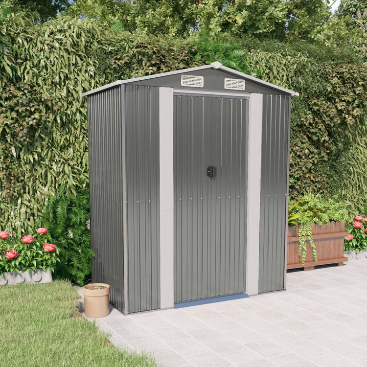 NNEVL Garden Shed Light Grey 192x108x223 cm Galvanised Steel-0