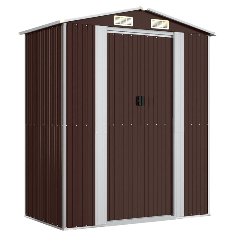 NNEVL Garden Shed Dark Brown 192x108x223 cm Galvanised Steel-1