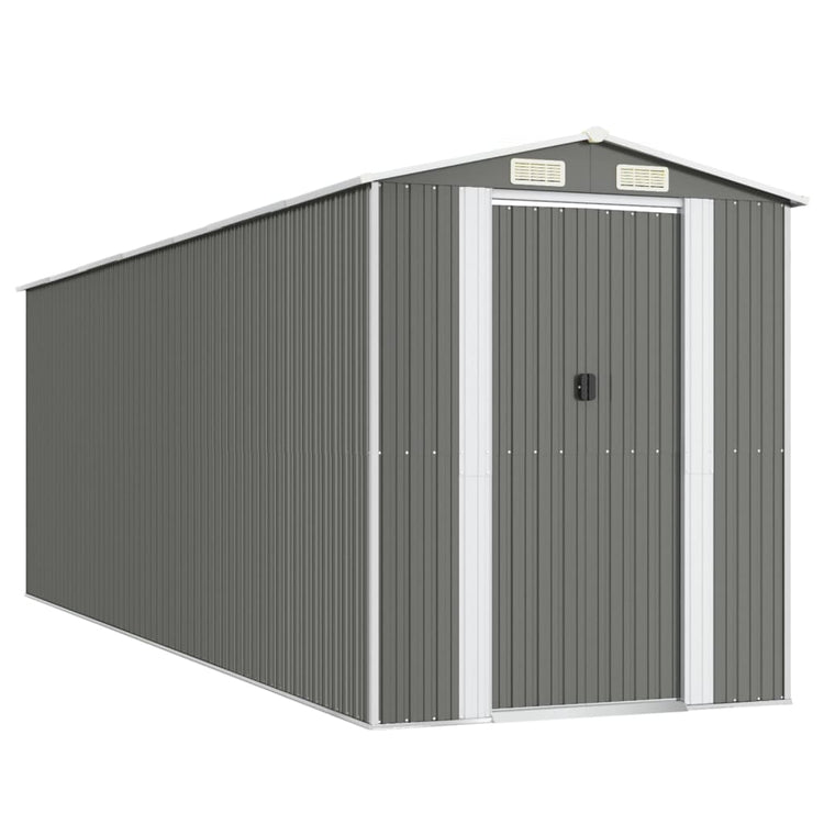 NNEVL Garden Shed Light Grey 192x606x223 cm Galvanised Steel-1