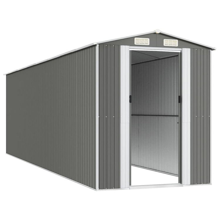 NNEVL Garden Shed Light Grey 192x689x223 cm Galvanised Steel-3