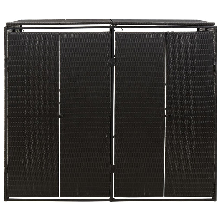NNEVL Double Wheelie Bin Shed Black 140x80x117 cm Poly Rattan-2