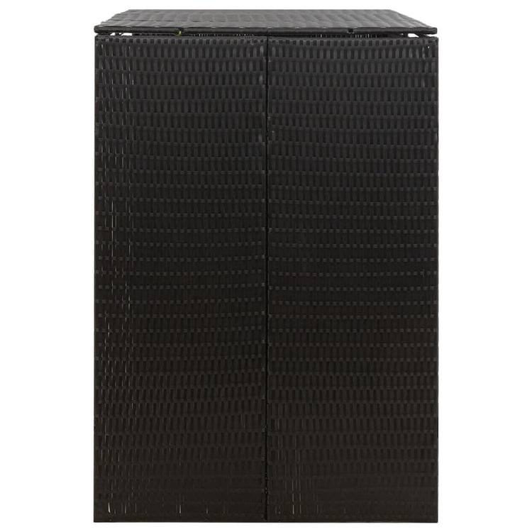 NNEVL Double Wheelie Bin Shed Black 140x80x117 cm Poly Rattan-4