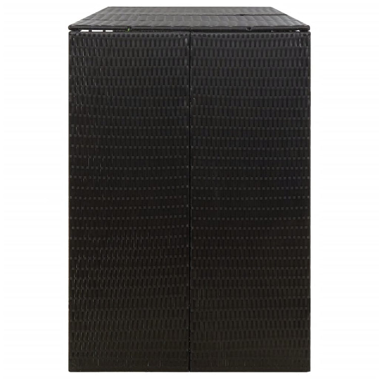 NNEVL Triple Wheelie Bin Shed Black 207x80x117 cm Poly Rattan-4