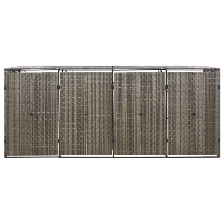 NNEVL Quadruple Wheelie Bin Shed Grey 274x80x117 cm Poly Rattan-3