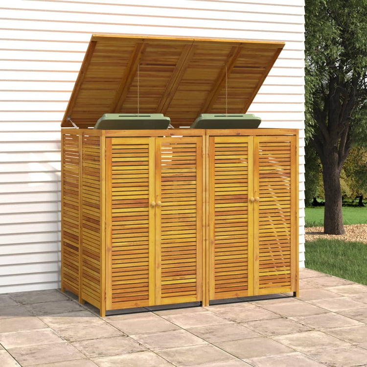 NNEVL Double Garbage Bin Shed 140x89x117 cm Solid Wood Acacia-3