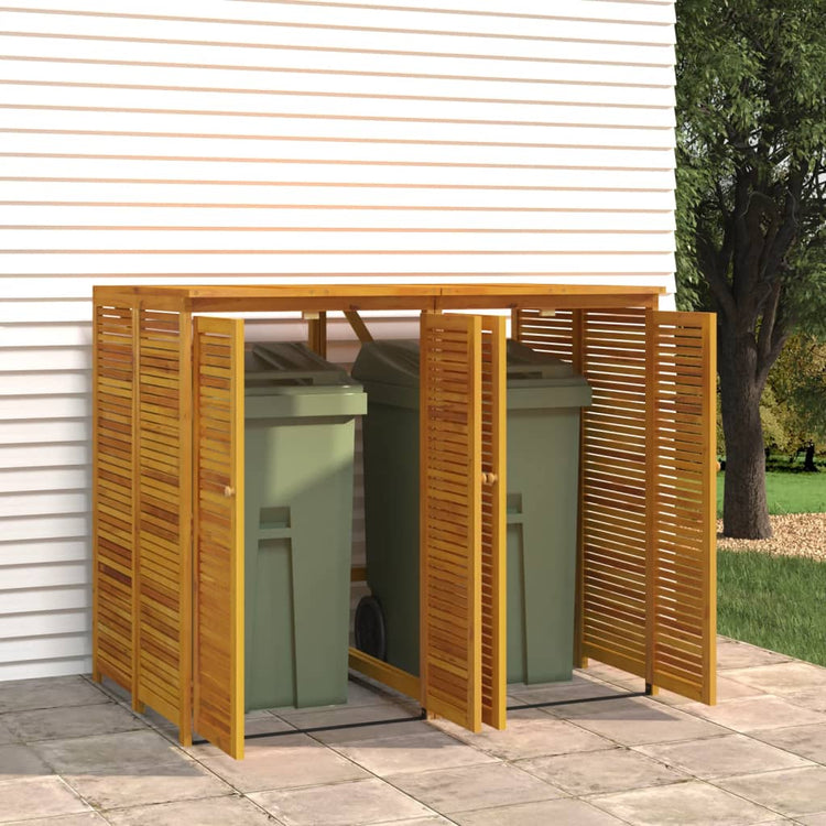 NNEVL Double Garbage Bin Shed 140x89x117 cm Solid Wood Acacia-4