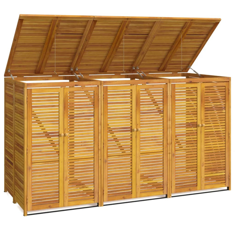 NNEVL Triple Garbage Bin Shed 210x89x117 cm Solid Wood Acacia-1