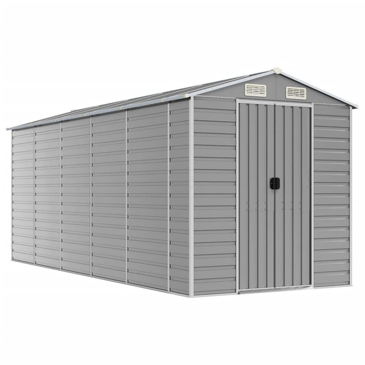 NNEVL Garden Shed Light Grey 191x470x198 cm Galvanised Steel-1