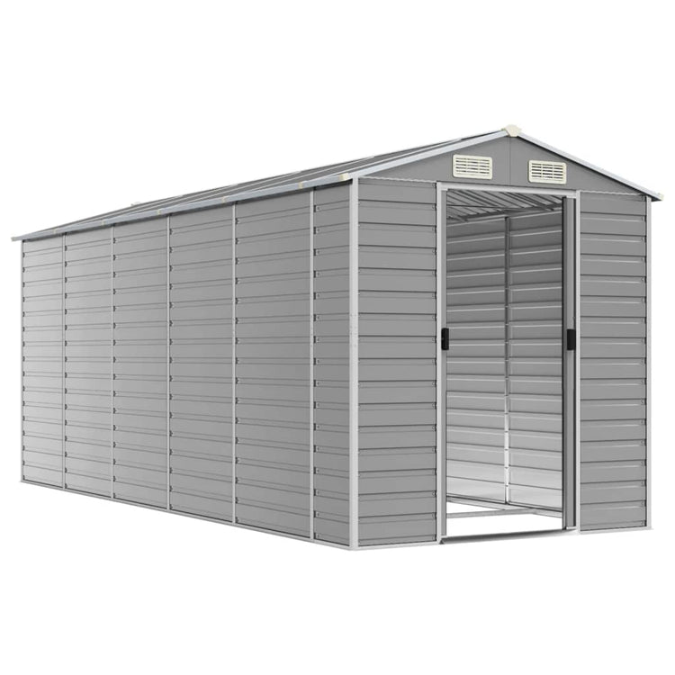 NNEVL Garden Shed Light Grey 191x470x198 cm Galvanised Steel-2