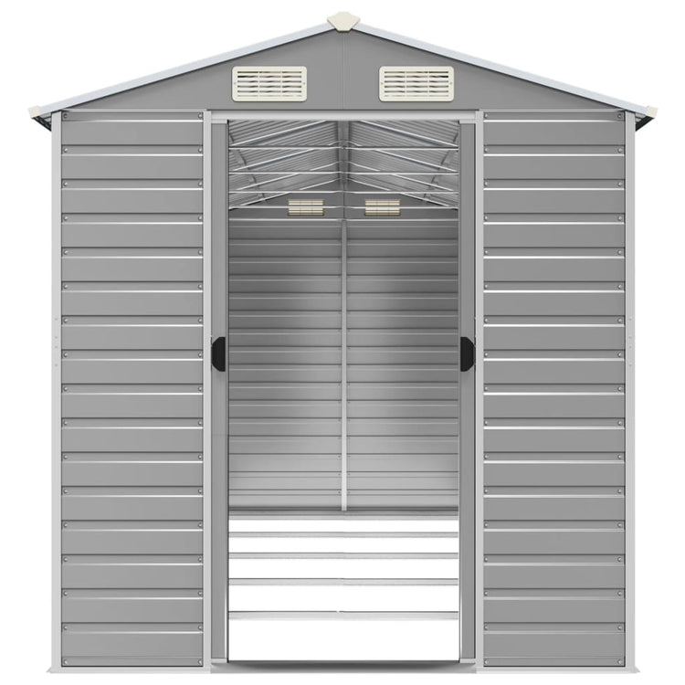 NNEVL Garden Shed Light Grey 191x470x198 cm Galvanised Steel-4