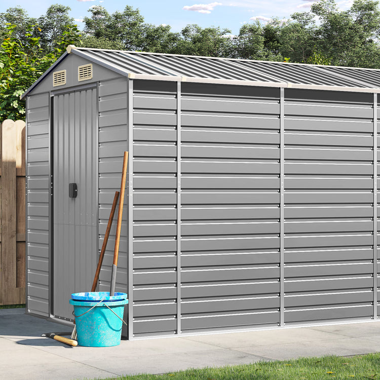 NNEVL Garden Shed Light Grey 191x895x198 cm Galvanised Steel-0