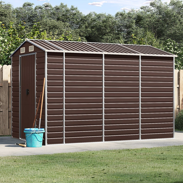 NNEVL Garden Shed Brown 191x300x198 cm Galvanised Steel-0