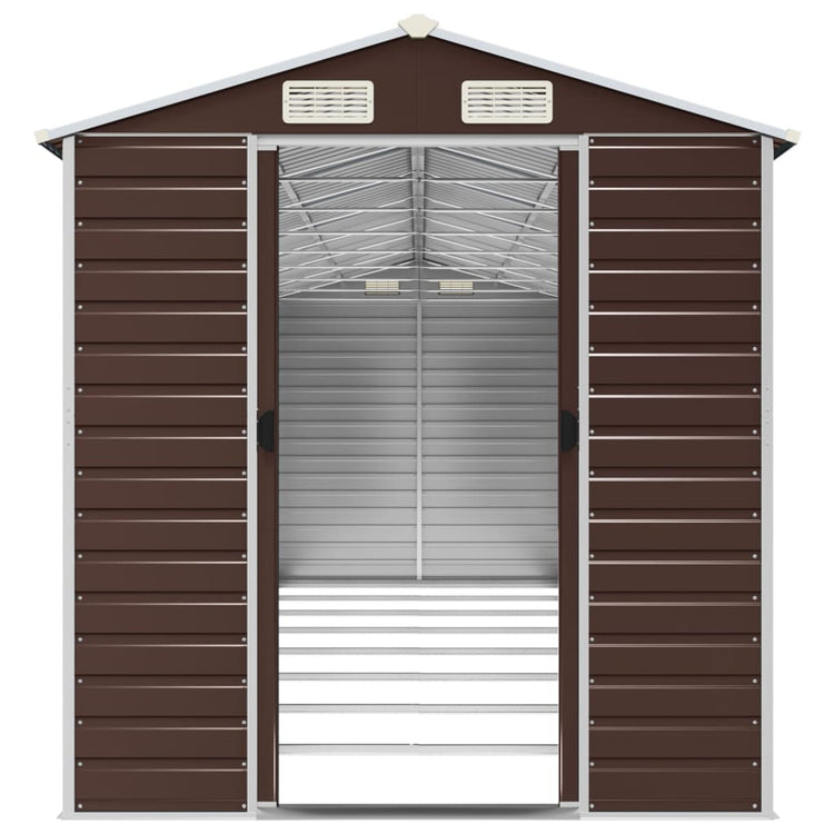 NNEVL Garden Shed Brown 191x725x198 cm Galvanised Steel-4