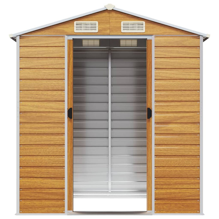 NNEVL Garden Shed Light Brown 191x130x198 cm Galvanised Steel-4
