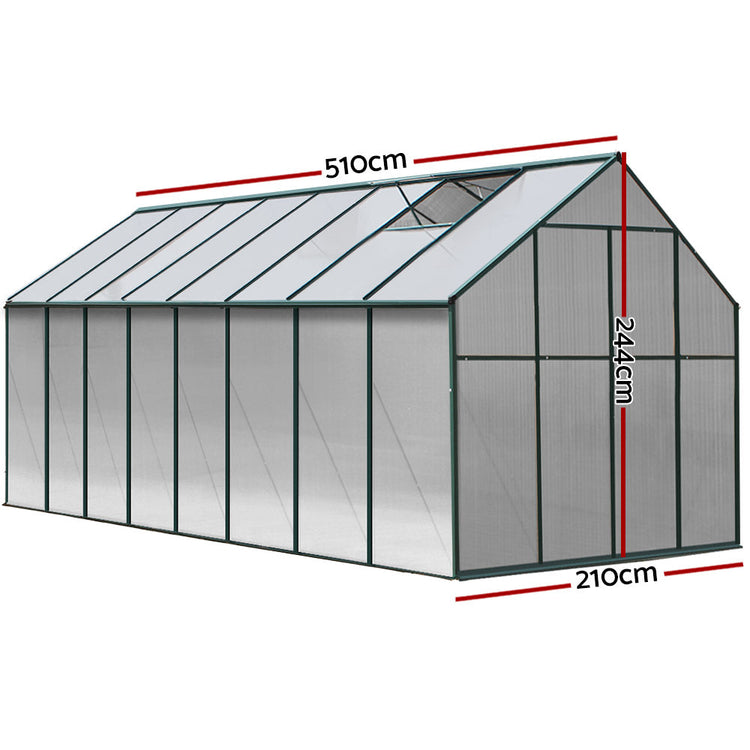NNEDSZ Aluminium Greenhouse Polycarbonate Green House Garden Shed 5.1x2.44M-1