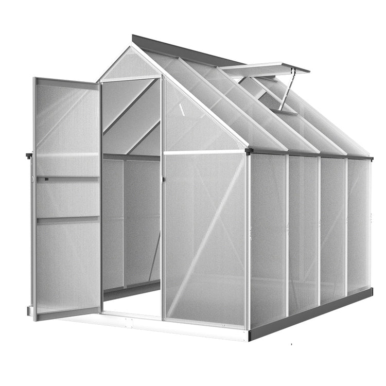 NNEDSZ Greenfingers Greenhouse Aluminium Green House Polycarbonate Garden Shed 2.4x1.9M-0
