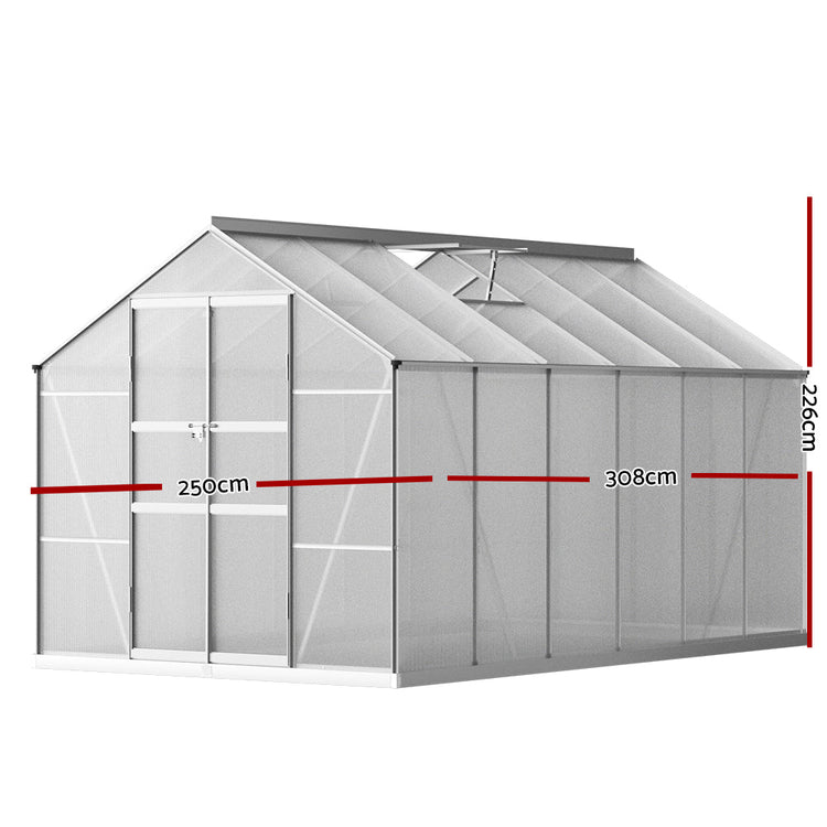 NNEDSZ Greenfingers Greenhouse 3x2.5x2.26M Double Doors Aluminium Green House Garden Shed-1