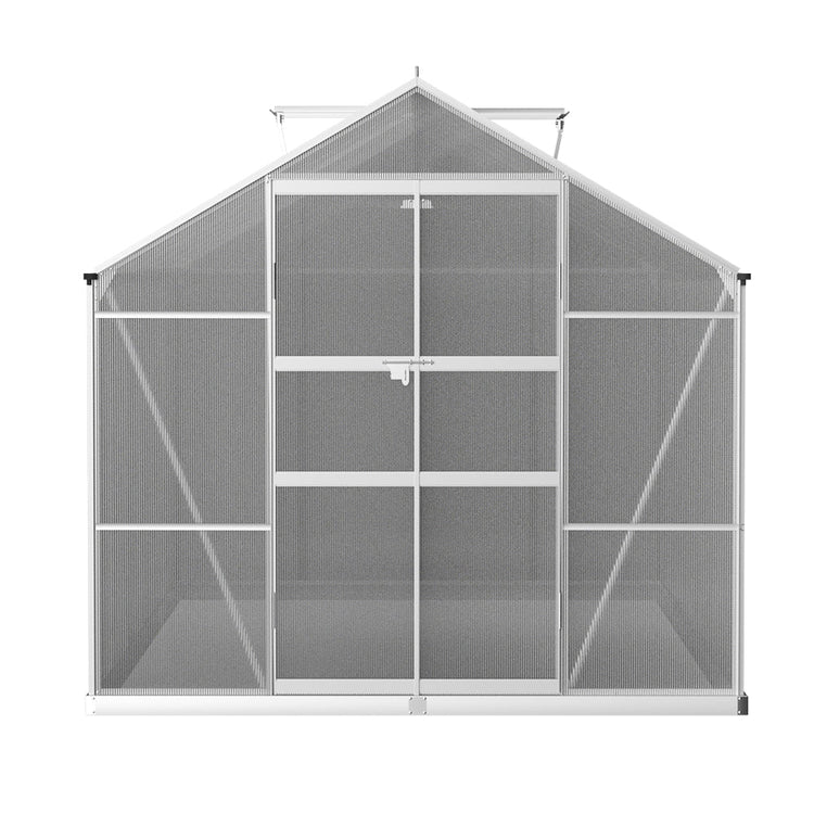 NNEDSZ Greenfingers Greenhouse 3x2.5x2.26M Double Doors Aluminium Green House Garden Shed-3
