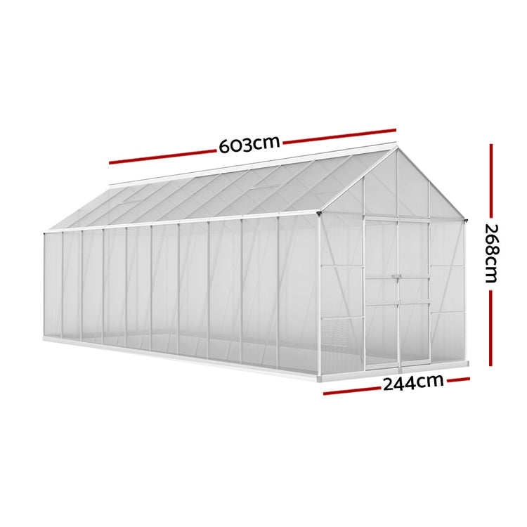 NNEDSZ Greenfingers Greenhouse Aluminium Large Green House Garden Shed 6X2.4M-1
