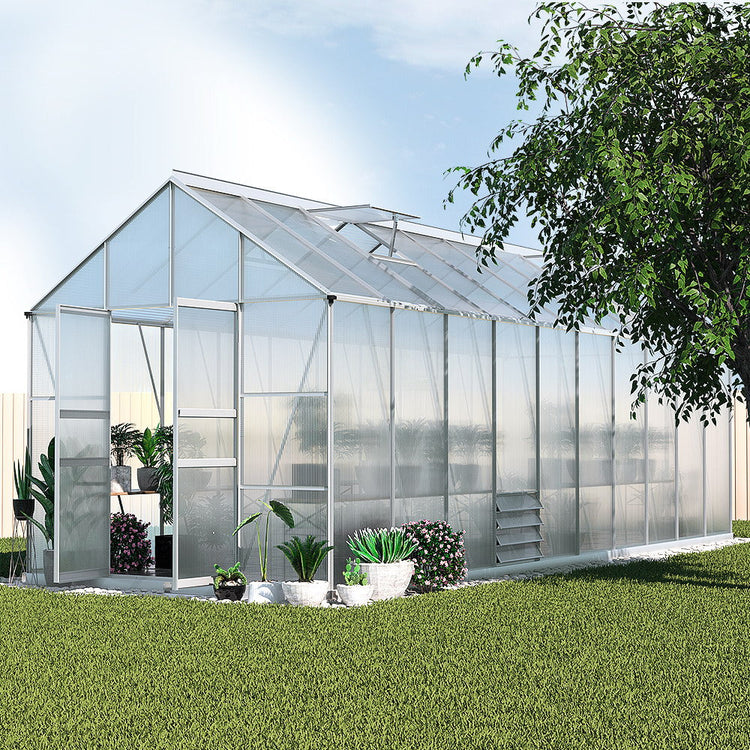 NNEDSZ Greenfingers Greenhouse Aluminium Large Green House Garden Shed 6X2.4M-4