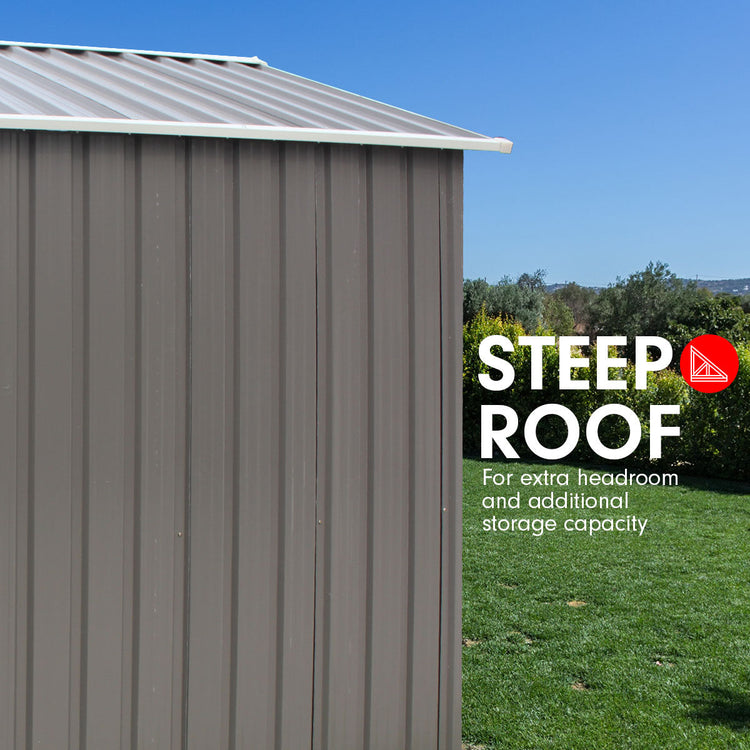 NNEDPE Garden Shed Spire Roof 4ft x 6ft Outdoor Storage Shelter - Grey-2