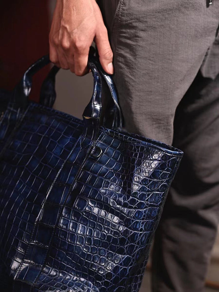 Crocodile Leather Shopper Tote Travel Bag-3