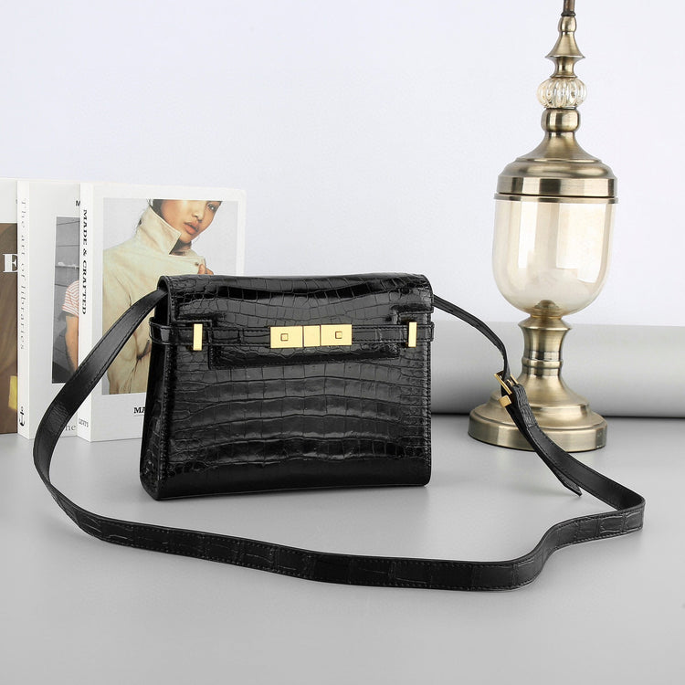 Genuine Crocodile Skin Leather Cross Body Small Shoulder Square Bag-1
