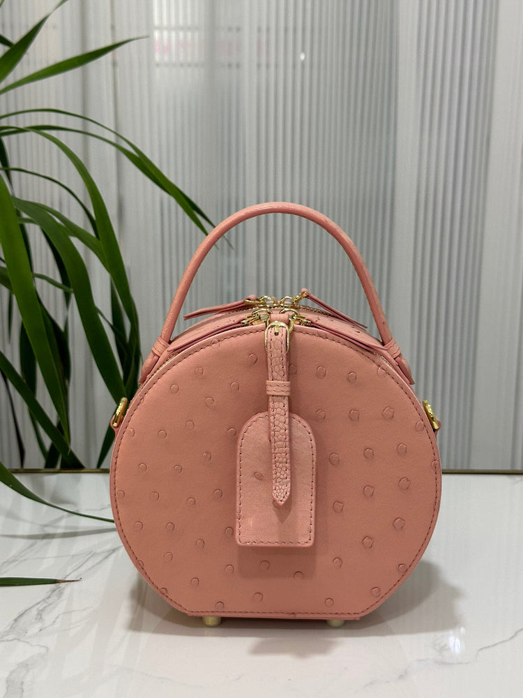 Womens Ostrich Skin Leather Apple Phone Handle Bag-6